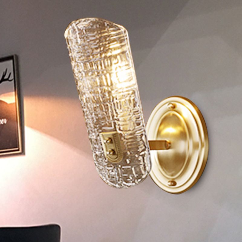 Simple Shield Wall Sconce Light Prism Crystal 1/2 Lights Corridor Wall Mount Light in Brass
