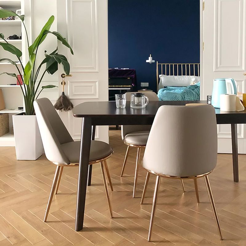 Silla sin brazos de comedor de metal Glam, silla lateral de comedor tapizada para uso doméstico