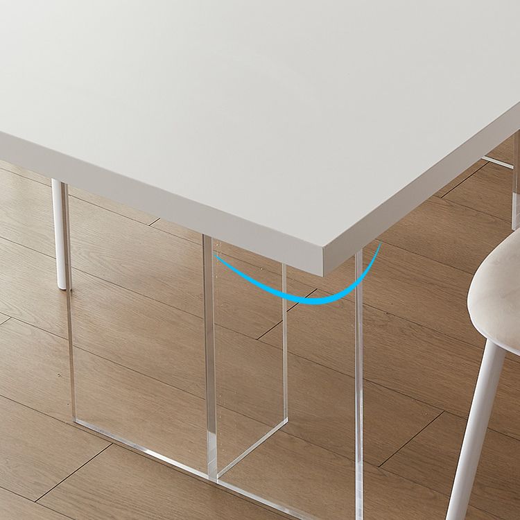 Modern White Dinner Room Kitchen Table Acrylic Double Pedestal Fixed Table