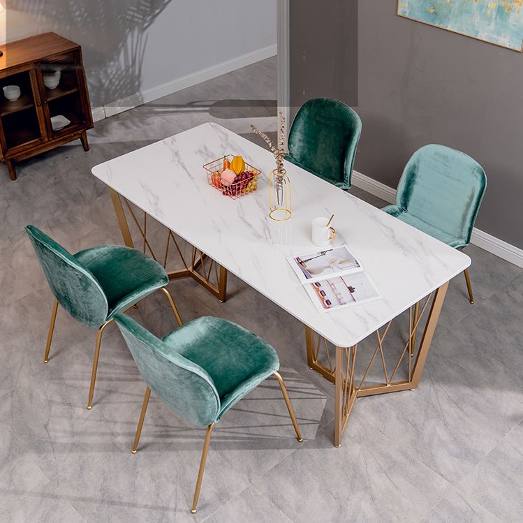 Contemporary Rectangle Dinette Set 1/2/4/5/7 Pieces White Marble Dining Table Set