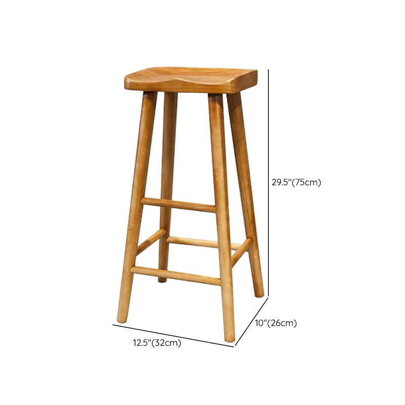 Contemporary Solid Wood Dining Stool Backless Bar Stool with Footrest