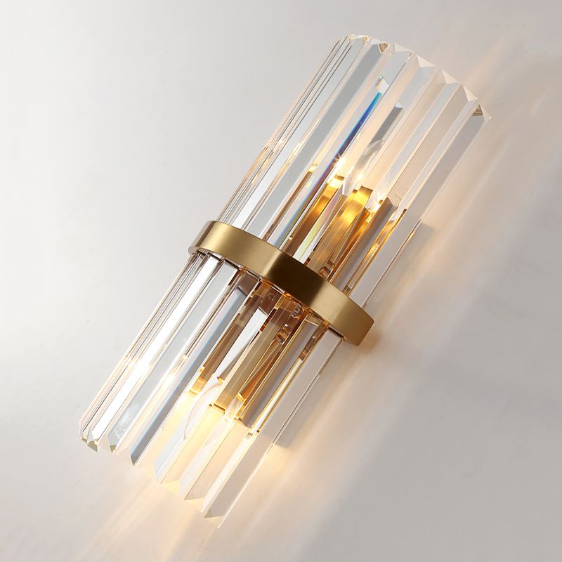 Luce murale cilindrica cristallina nella moderna lampada da parete a 2 luci di elettroplate in stile creativo