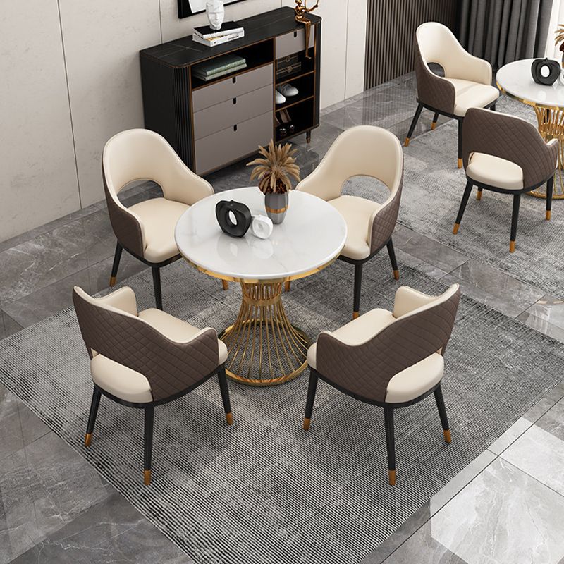 Glam Dinette Set for Kitchen 1/2/5 Pcs Glossy White Dining Table Set