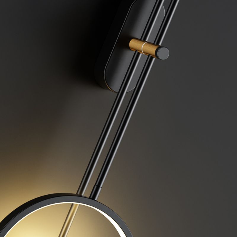 Black Metal Sconce Wall Light Modern Style Single Light Wall Lamp for Bedroom