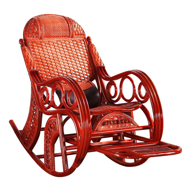 Wicker Traditional Rocking Accent Chair Spindle Rocking Chair for Living Room