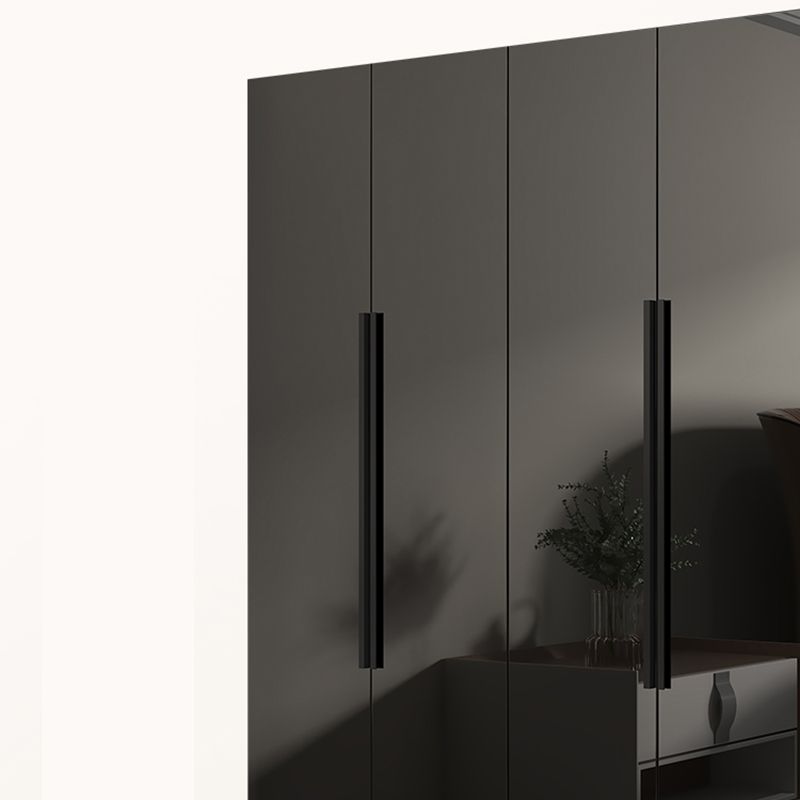 Modern Style Wardrobe Black Colour Glass Wardrobe Closet for Bedroom