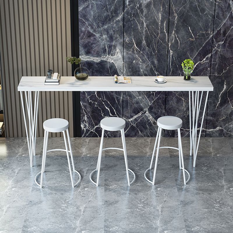 Stone Top Bistro Table Modern Style Bistro Bar Table with Four Legs