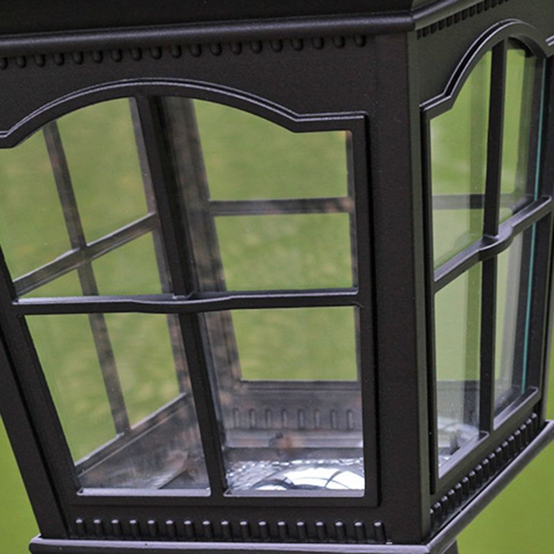 Rectangle Shape Metal Outdoor Light Modern Single Light Solar Pillar Lamp