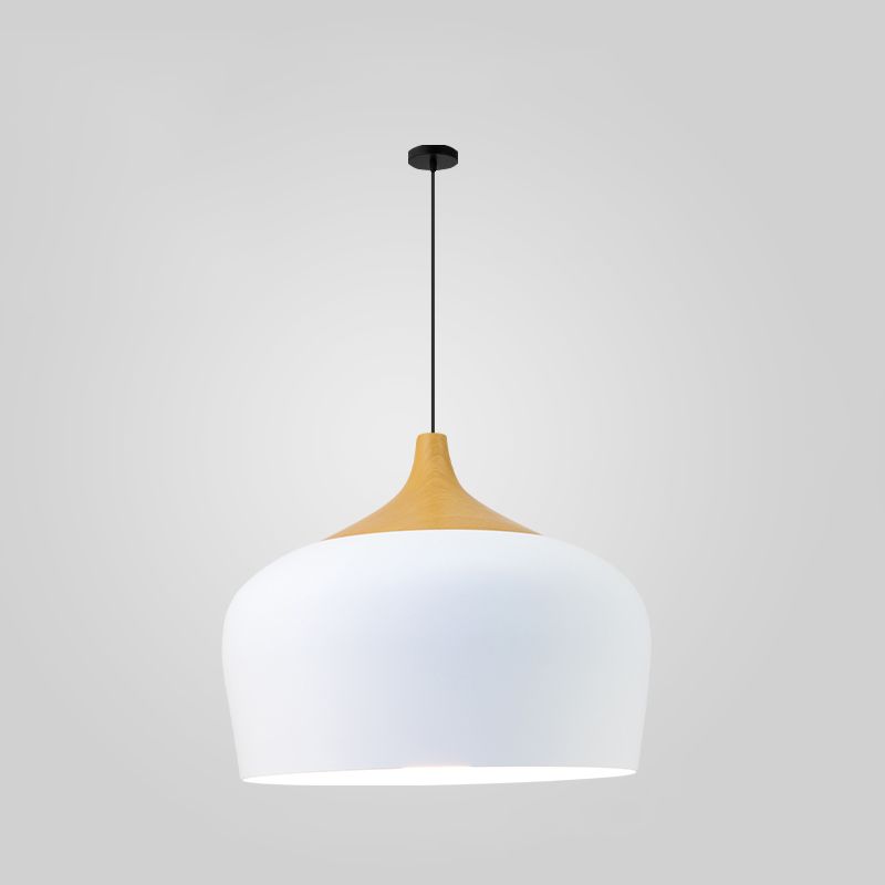 Bowl Shape Hanging Lighting Modern Macaron Style Metal 1-Light Pendant Lamp for Restaurant