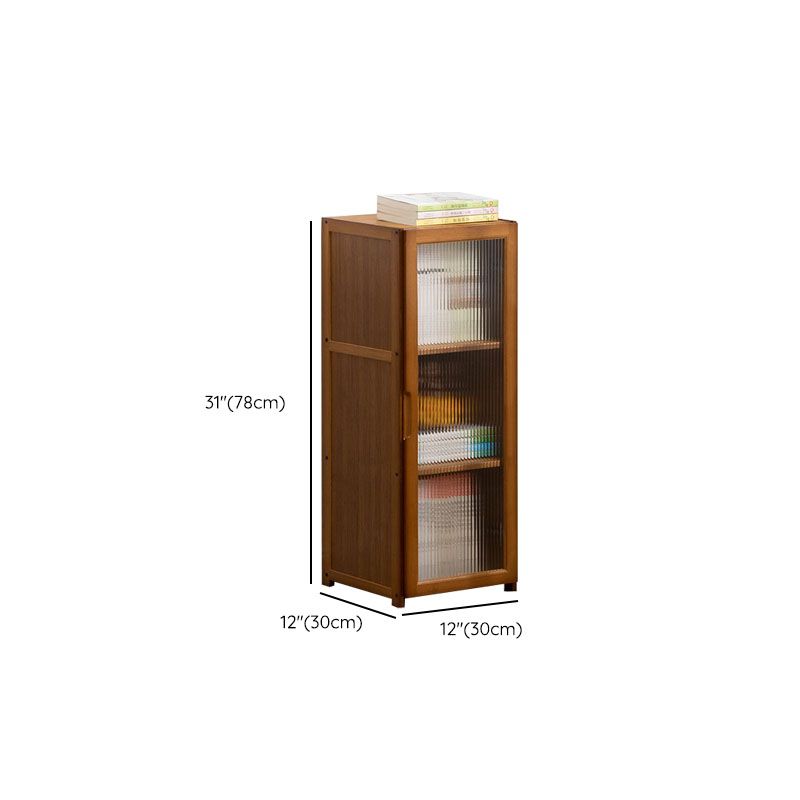 Contemporary Closed Back Bamboo Bookshelf Acrylic Bookcase with Cabinets