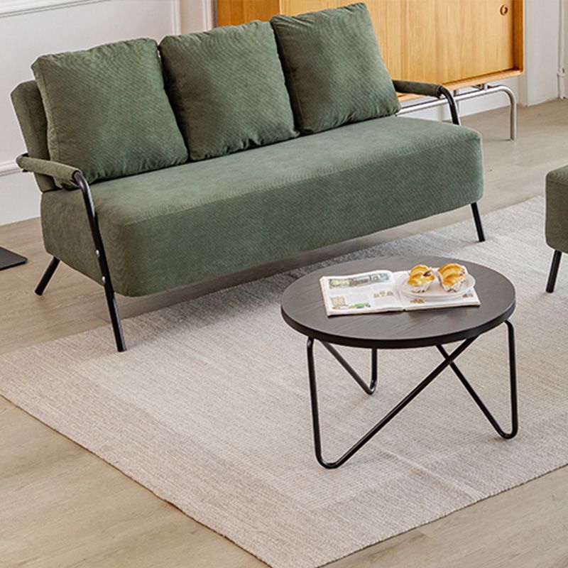 25" Wide Contemporary Sofa 3 Seater Rolled Arm Seating with 3 Pillows