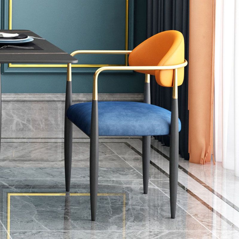 Contemporary Style Kitchen Metal Dining Chairs Open Back Dining Arm Side Chair
