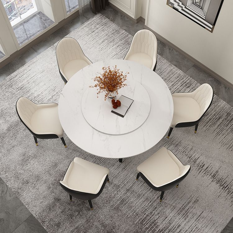 Round Sintered Stone Dining Table Modern Furniture with Double Pedestal for Home