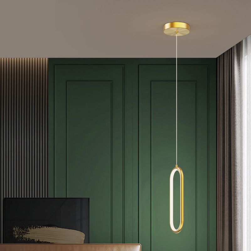 Linear Shape Hanging Light Modern Style Metal Hanging Lighting for Bedside