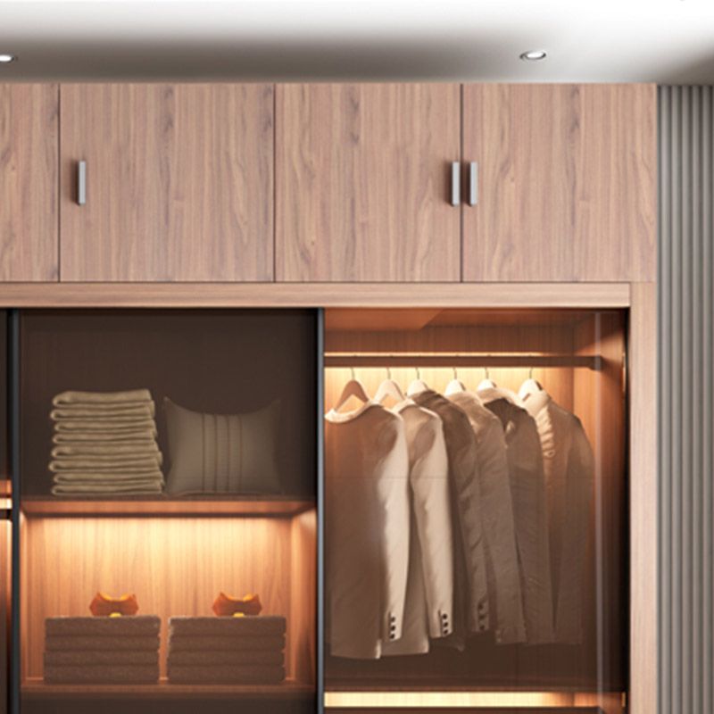 Brown Engineered Wood Wardrobe Armoire Modern Wardrobe Closet