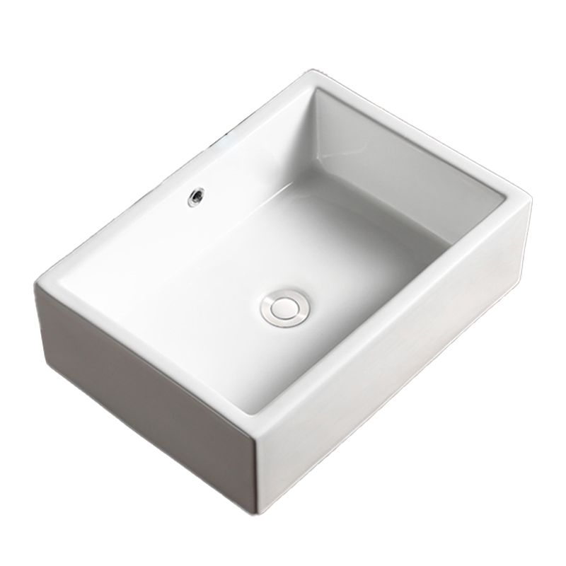 Modern Bathroom Sink Porcelain Rectangular with Drain Assembly Vessel Lavatory Sink