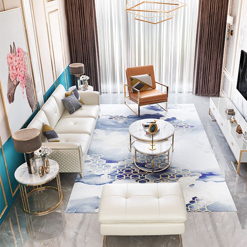 Divano a cuscini in pelle autentica contemporanea 36.61 "divano a cuscino alto, bianco