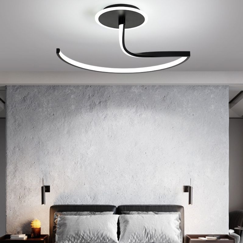 Moderner Stil Wirbel Welle Semi Flush Mount Light Metal 1 Light LED Flush Light