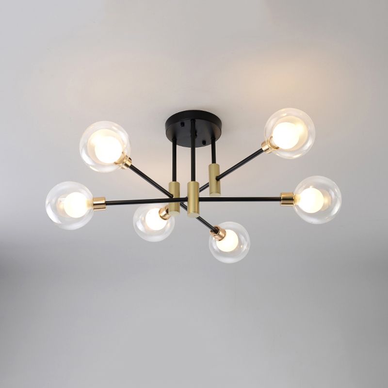 Glass Sputnik Shape Flush Ceiling Light Modern Multi Lights Flush Light Fixtures