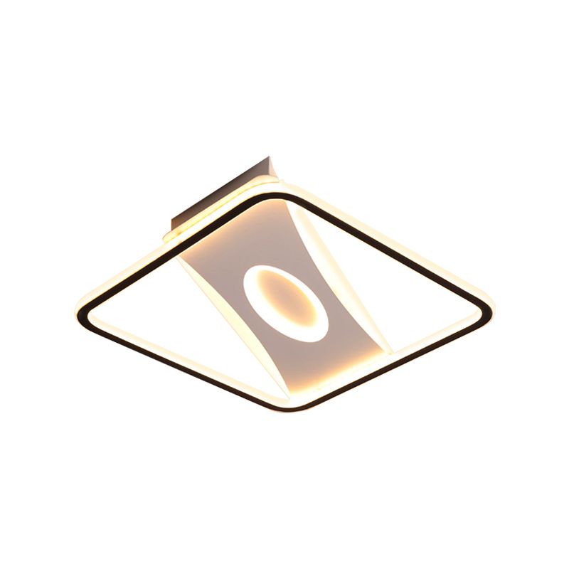 Integrated Led Square Frame Flush Lamp Nordic Metallic Led Close to Ceiling Light in Warm/White, 16"/19.5"/23.5"/35.5" W