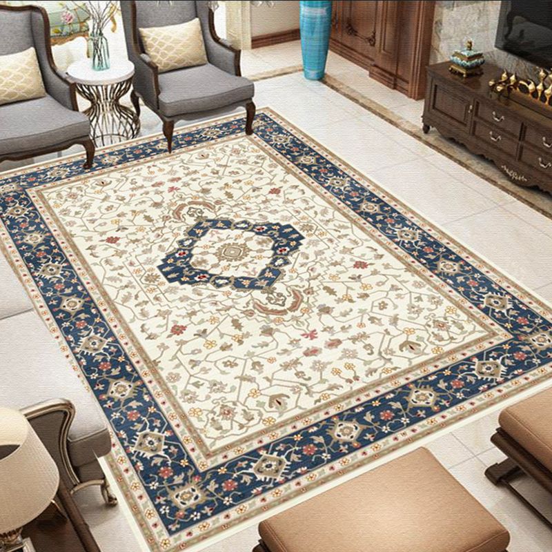 Apricot Retro Rug Polyester Graphic Area Rug Non-Slip Backing Rug for Home Decor