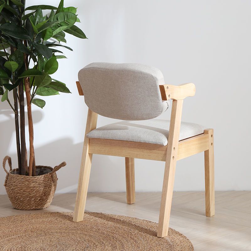 Solid Wood Dining Chair Modern Style Open Back Arm Chair for Dining Room