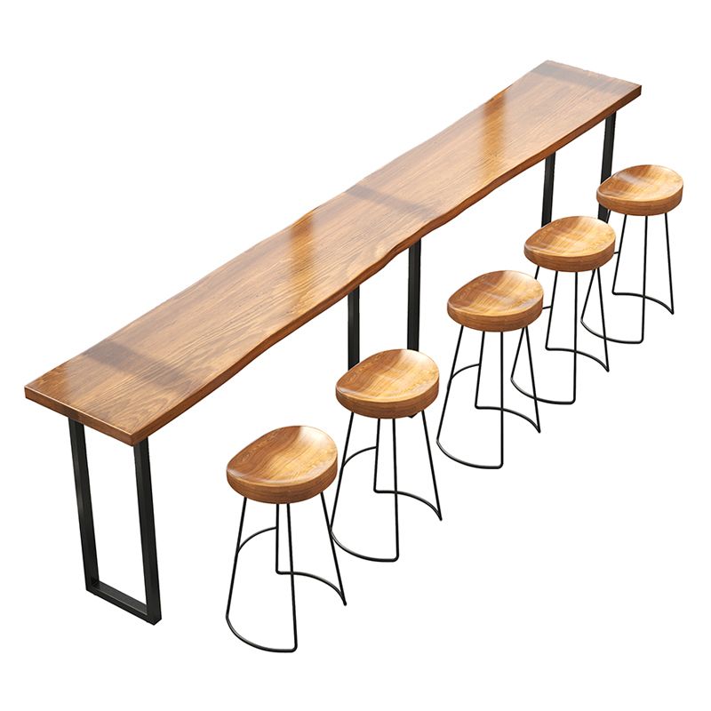 Modern 1/4/7 Pieces Bar Table Set Rectangle Pine Wood Counter Table with Stools for Cafe