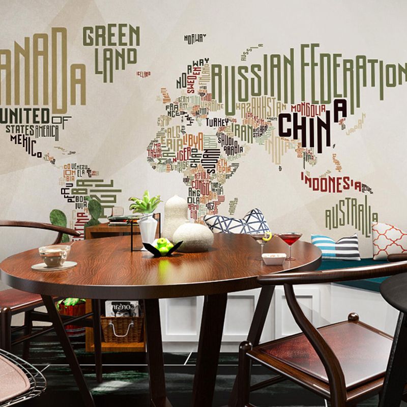 Decorative Non-Woven Fabric Mural Contemporary World Map Wall Covering for Home Decoration