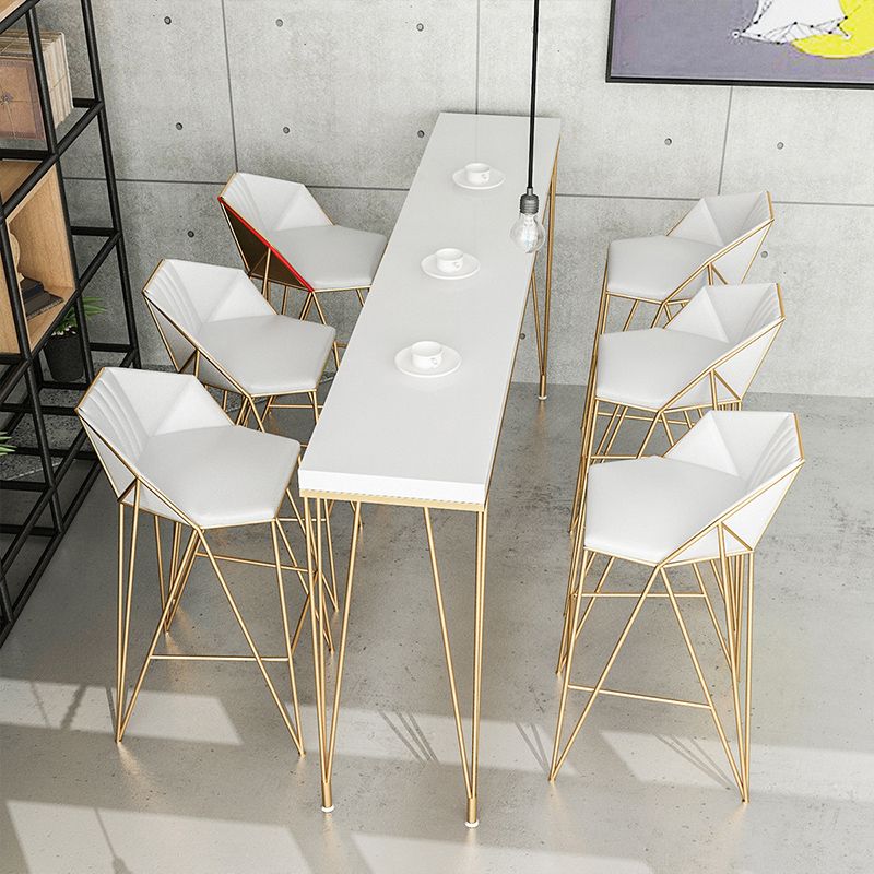 Glam Bar-height Table Solid Wood Top Pub Table for Dining Room