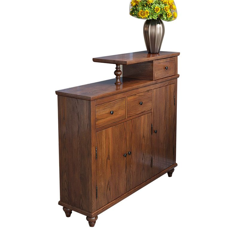 Distressed Wood Cabinet Wood 3 - Doors and 3 - Drawer Accent Cabinet