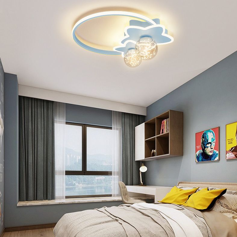 Luminaire encastré en forme d'étoile en métal, plafonnier LED en verre avec boule de simplicité pour chambre à coucher