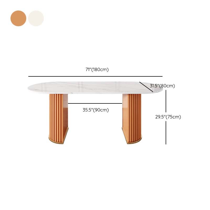 Traditional Luxury Oval Dining Table White Stone Top Dinette Table for Home
