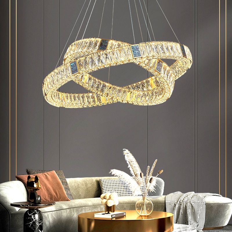 Round Shade Hanging Light Modern Style Crystal Pendant Light for Dining Room