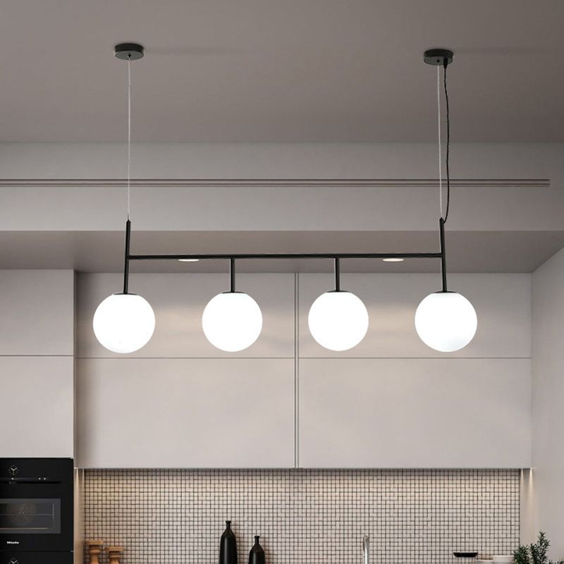 Moderne Esselinsel Leichte runde Glasschatten Hängende Leuchte für Esszimmer