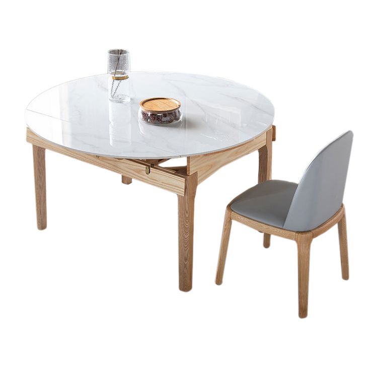 Modern Extendable Furniture Round White Sintered Stone Dining Table with 4 Legs