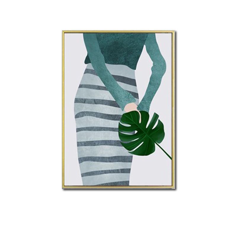 Minimalistic Fashion Girls Wall Art Pastel Color Textured Canvas for Living Room