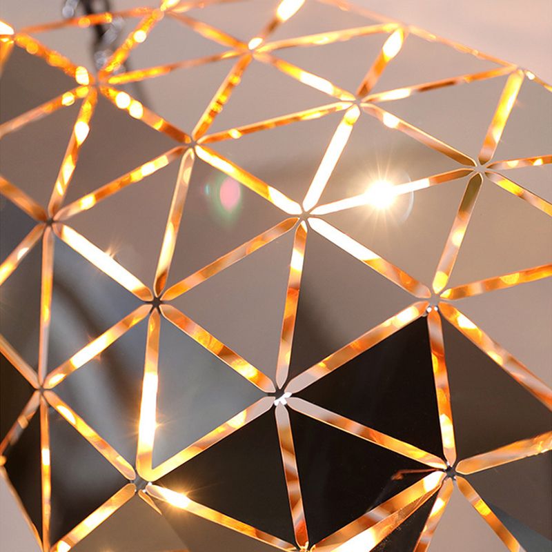 Chrome Laser-Cut Pendant Lamp Decorative Postmodern Stainless Steel Suspension Light