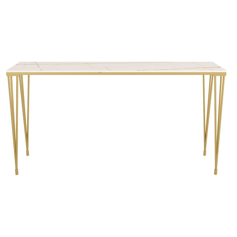 1/7 Pieces Glam Iron Bistro Set Rectangle Bar Table Set with White Stone Top