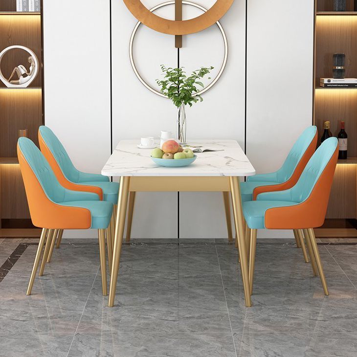 Traditional Luxury Dining Table Sintered Stone Rectangle Table with 4 Legs