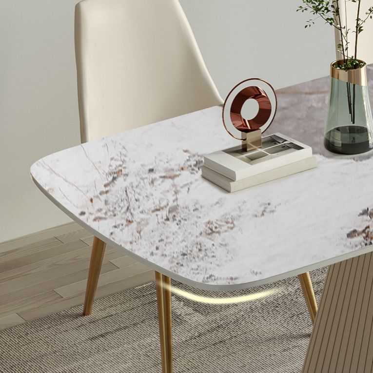 Nordic Sintered Stone Top Dining Set Rectangle 1/4/5/6/7 Pieces Dining Room Table Set