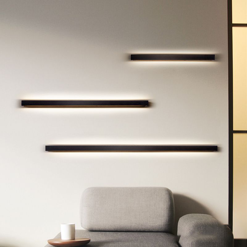 Square Shape Metal Wall Sconce Modern Style Single Light Wall Lighting Fixtures in Black