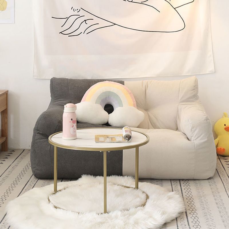 29.53H Solid Color Cotton Blend Recessed Arm Slipcovered Sofa for Apartment