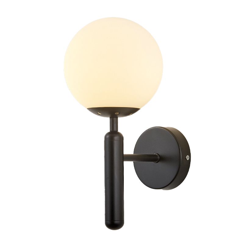 Modern Metal Wall Sconce Ball Shape Vanity Light with Glass Shade for Bathroom