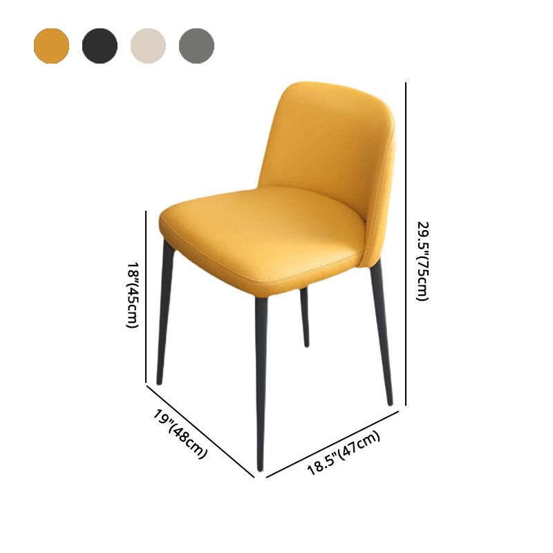 Sillas de comedor de cuero de estilo minimalista Sillas laterales sin brazos con respaldo sólido (juego de 2)