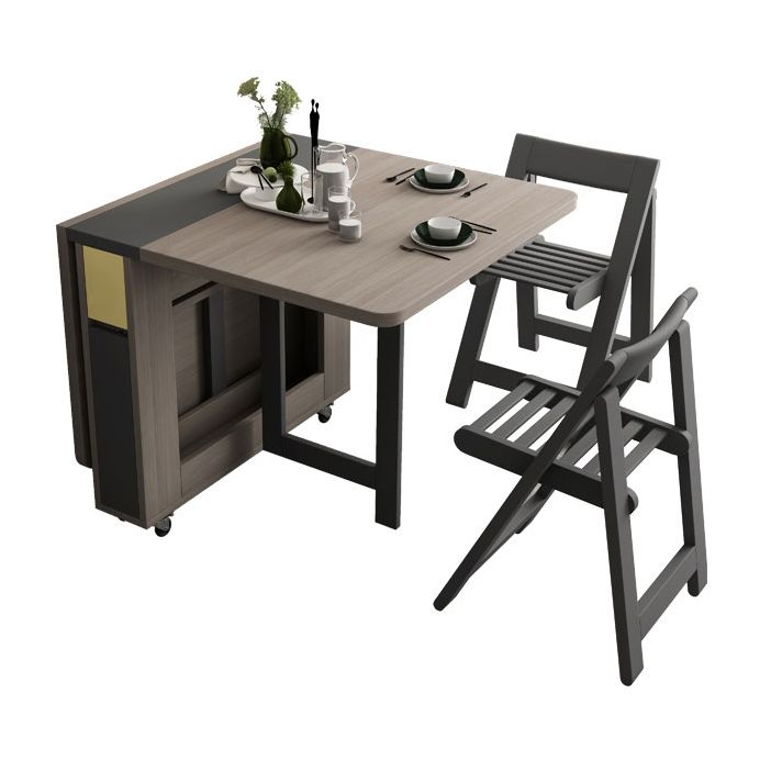 Mid-Century Brown Dining Table Rectangle Wooden Drop Leaf Dining Table for Home
