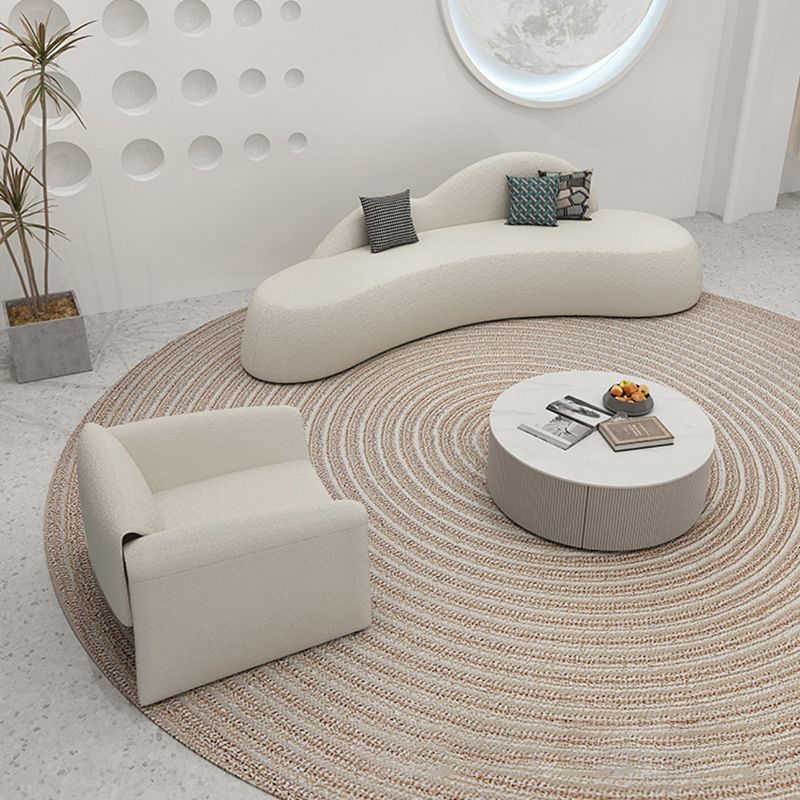 Modern fabric Curved Sofa Armless Sofa with 2 Pillows for Living Room