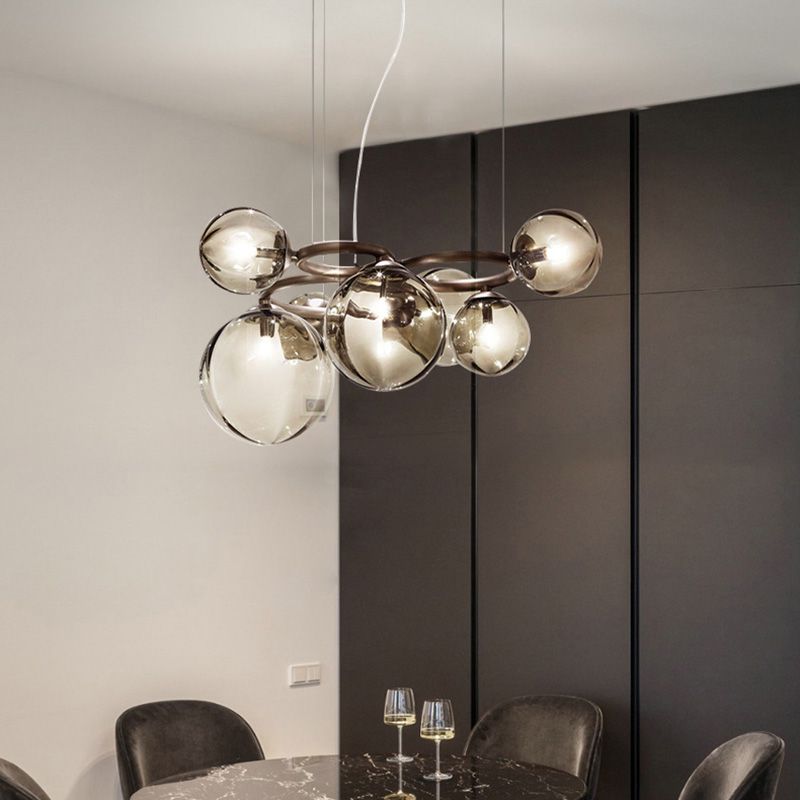 Kugelförmiger Kronleuchter 2 Farbe Optionaler minimalistischer Kronleuchter für Esszimmer Schlafzimmer