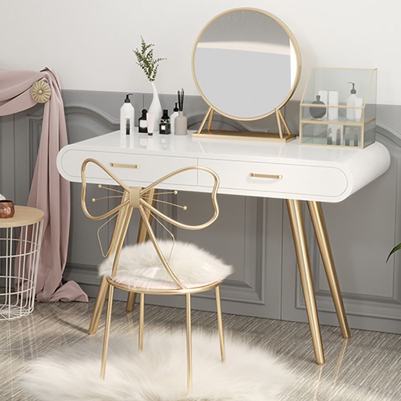 White Gold Makeup Counter with Drawer 15.74" Wide Glam Vanity Tables for Bedroom
