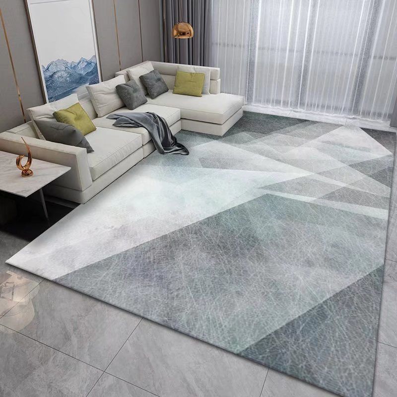 Navy Geometry Carpet Polyester Modern Carpet Washable Carpet for Home Decor