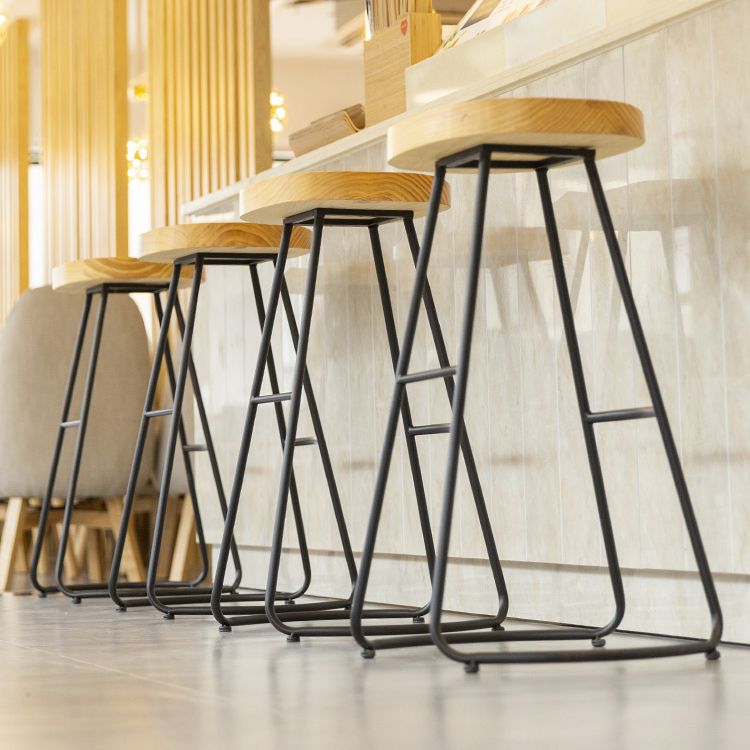 Solid Wood Dining Stools Contemporary Dining Stools with Footrest